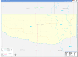 Keya Paha County, NE Wall Map Zip Code Basic Style 2023